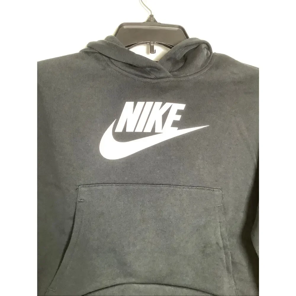 Nike Girl's Medium Black Sportswear Club Fleece Crop Hoodie Athleisure P6-9
